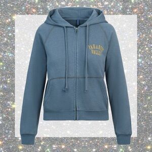 SKIMS Lightweight Fleece Zip Up Hoodie in Harbor size S NWT!